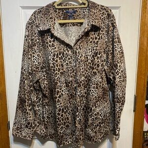 Chaps Leopard print button up shirt